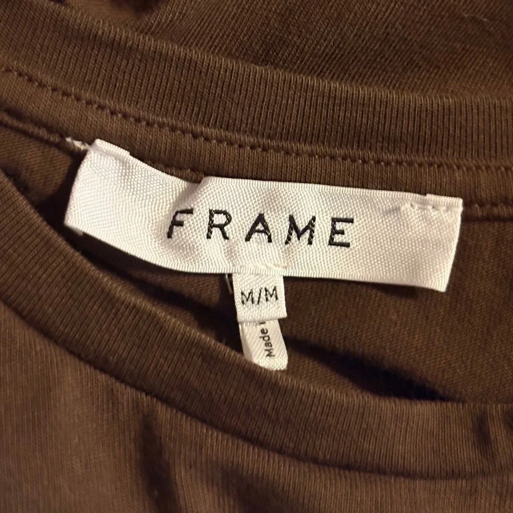 FRAME Womens Le Muscle Midi T Shirt Dress M Chocolate Organic Cotton Minimalist - Picture 7 of 8